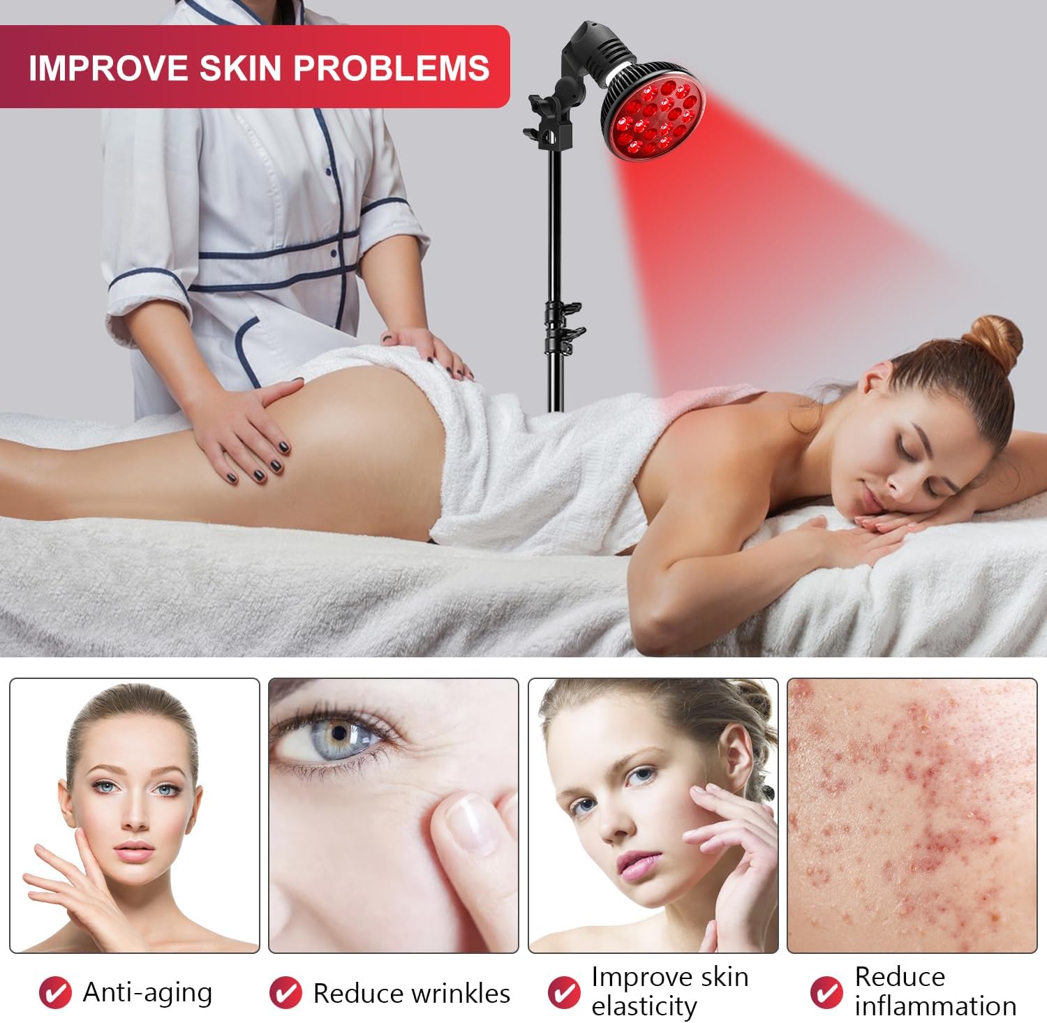 Red Light Therapy with Stand for Face and Body