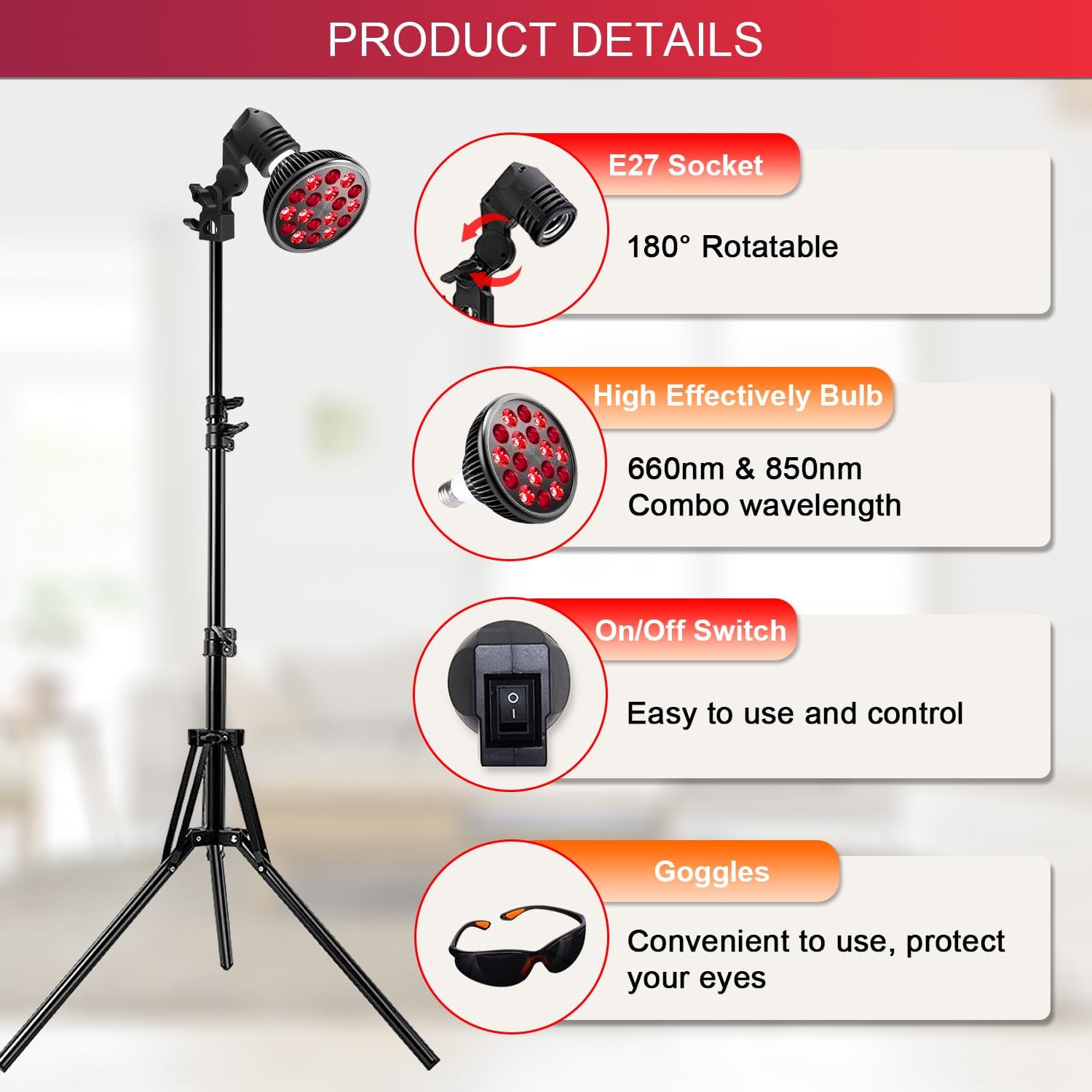 Red Light Therapy with Stand for Face and Body