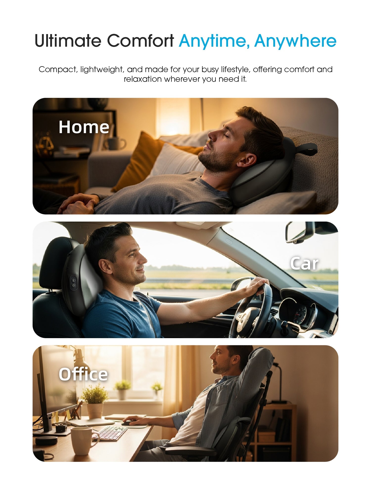 Cordless Shiatsu Massage Pillow with Heat