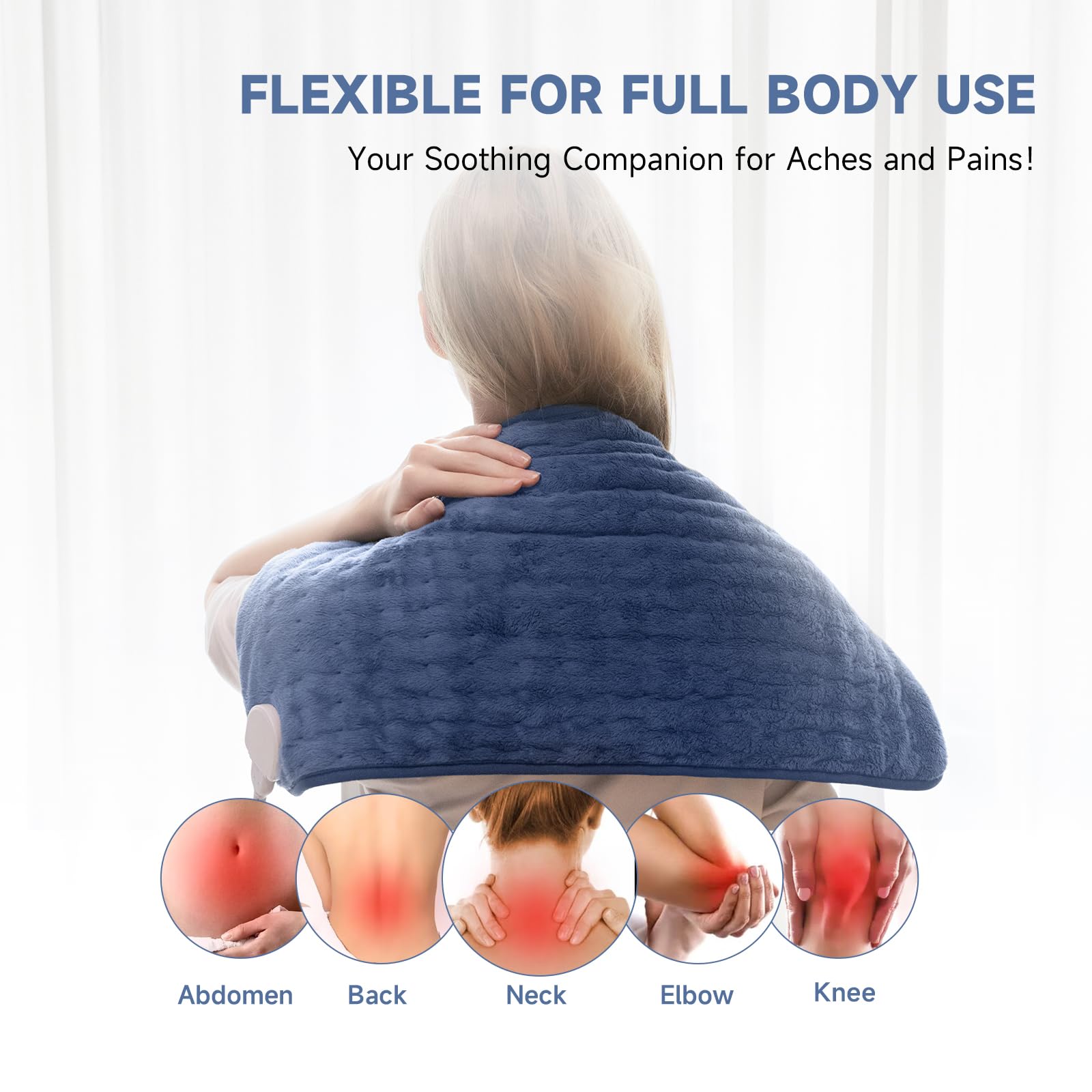 Electric Heating Pad for Back Pain Cramps Relief 12"x 24"(30*60cm)