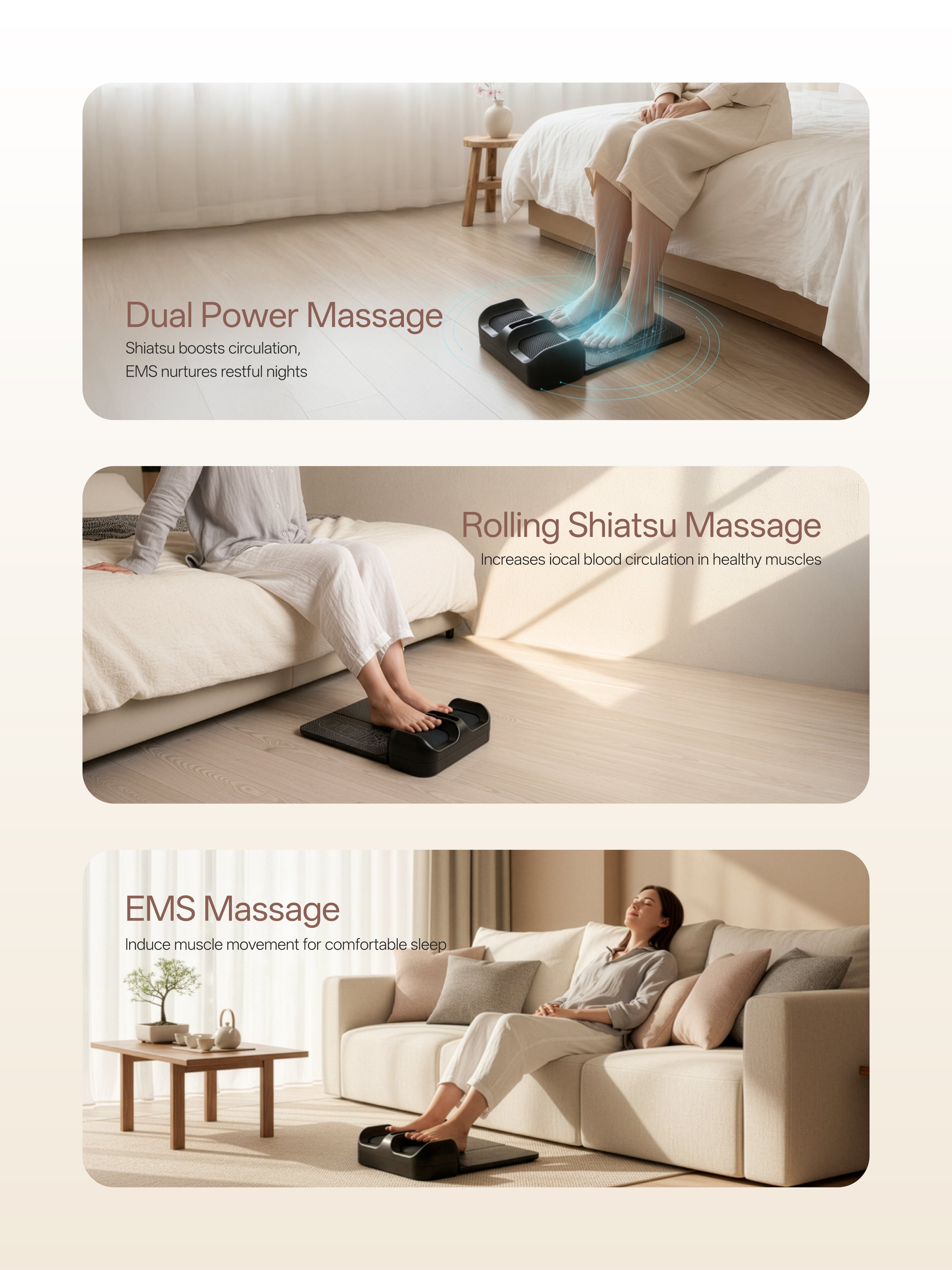 Cordless 2-in-1 Shiatsu & EMS Foot Circulation Massager