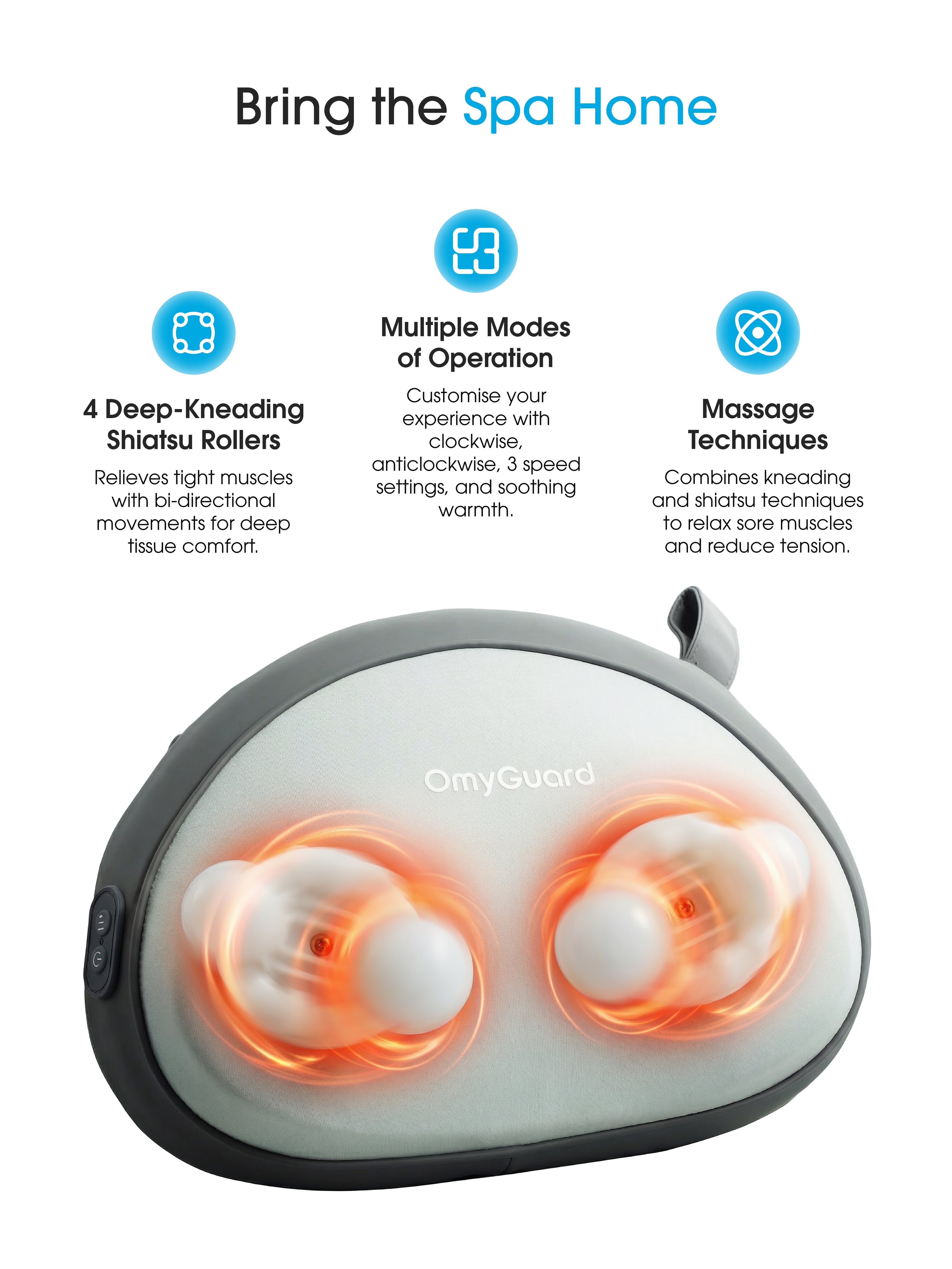 Cordless Shiatsu Massage Pillow with Heat