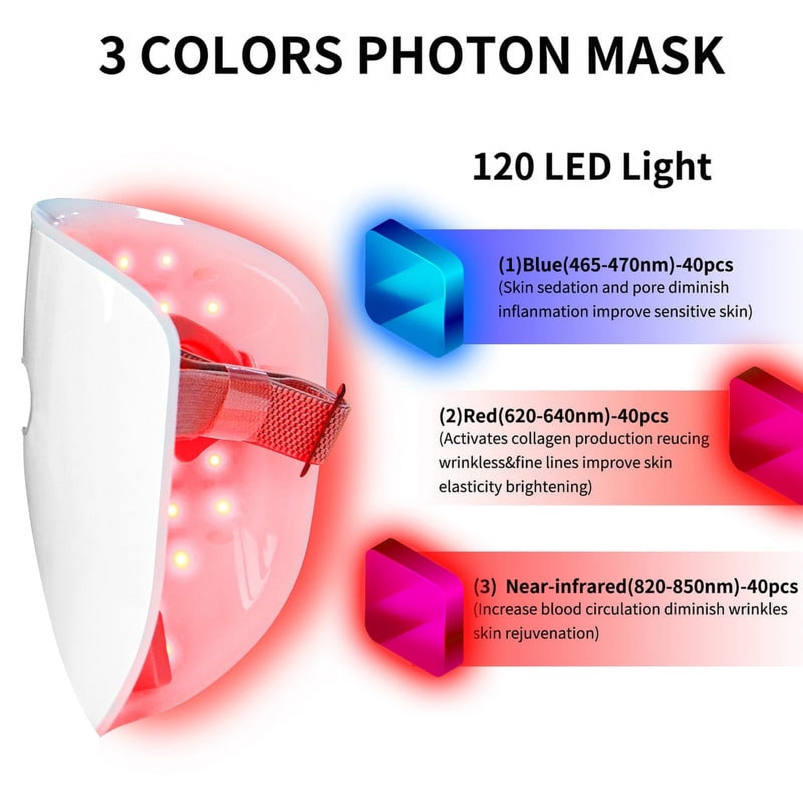 Infrared Red & Blue Light Mask for Face