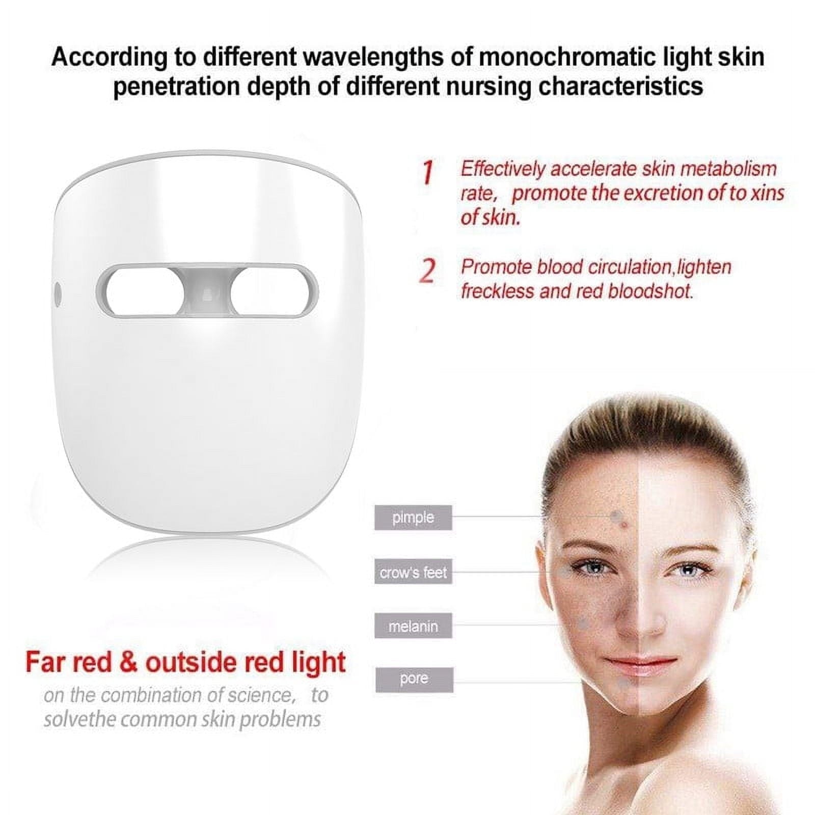 Infrared Red & Blue Light Mask for Face